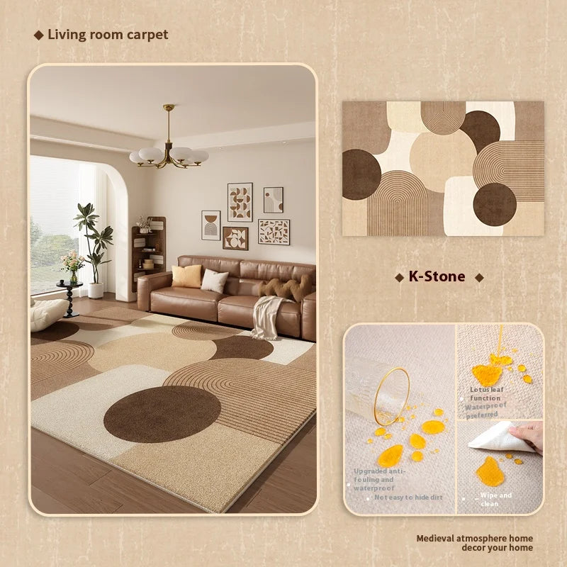VIKAMA Cream Wind Retro Light Luxury Room Living Room Bedroom Carpet Waterproof Anti-Fouling Floor Mat Home Decoration Outdoor