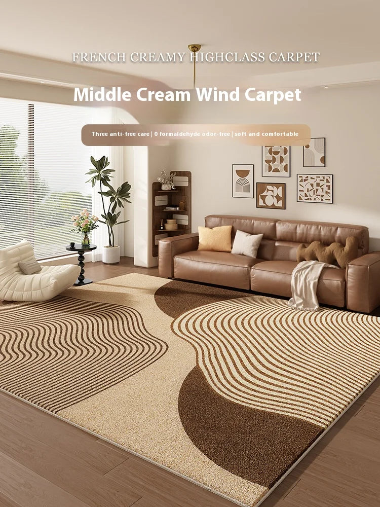 VIKAMA Cream Wind Retro Light Luxury Room Living Room Bedroom Carpet Waterproof Anti-Fouling Floor Mat Home Decoration Outdoor