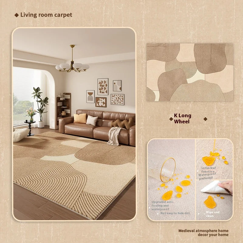 VIKAMA Cream Wind Retro Light Luxury Room Living Room Bedroom Carpet Waterproof Anti-Fouling Floor Mat Home Decoration Outdoor