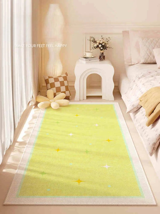 VIKAMA Summer Round Vintage Anti-Fouling Anti-Static Floor Mats Easy Care Living Room Bedroom Flannel Carpet Home Decoration