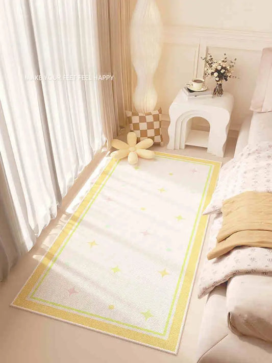 VIKAMA Summer Round Vintage Anti-Fouling Anti-Static Floor Mats Easy Care Living Room Bedroom Flannel Carpet Home Decoration