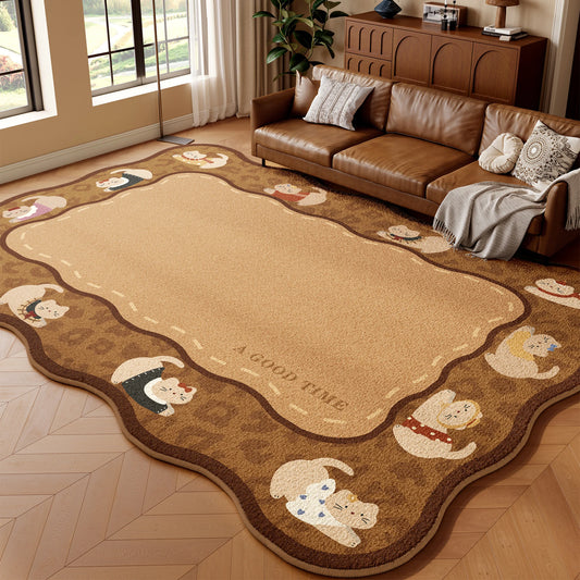 VIKAMA Cute Cartoon Light Luxury Bedroom Living Room Room Outdoor Carpet Waterproof Anti-Fouling Floor Mats Home Decoration