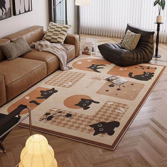 VIKAMA Cute Cartoon Irregular Bedroom Living Room Desk Carpet Waterproof Anti-Fouling Floor Mat Summer Home Decoration
